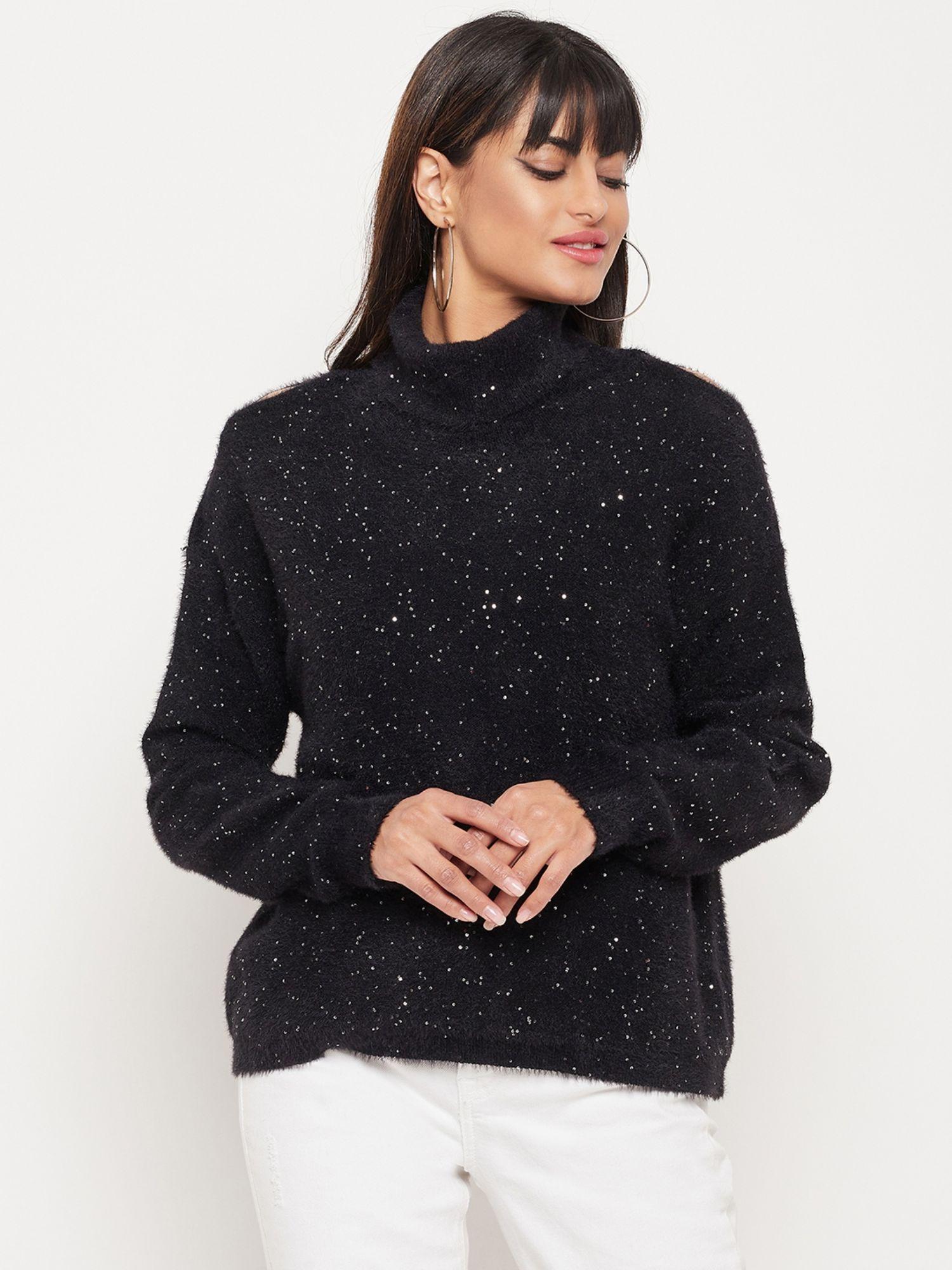 sequined black sweater