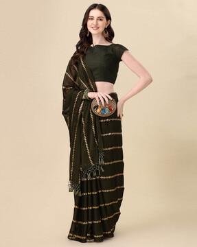 sequined embellished silk saree