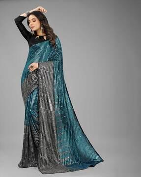 sequined embroidered georgette saree