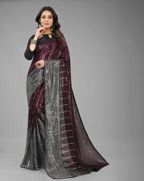 sequined embroidered georgette saree