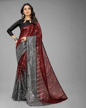 sequined embroidered georgette saree