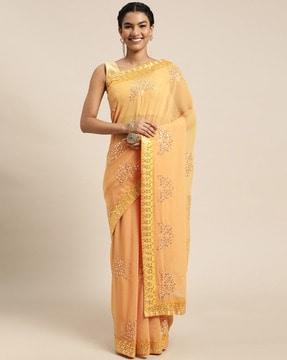 sequined embroidered saree with blouse piece saree