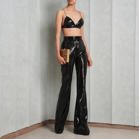 sequined flared pants