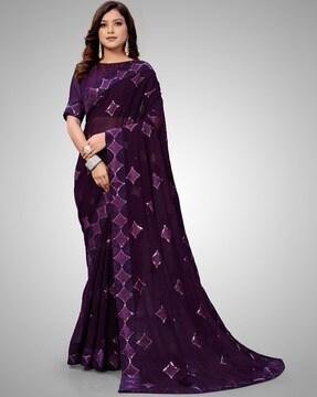 sequined georgette saree