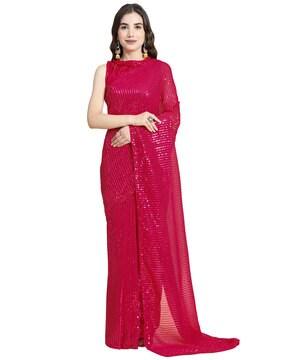 sequined georgette saree