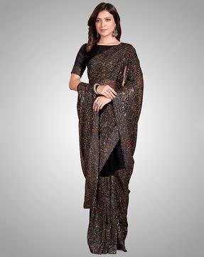 sequined saree with blouse piece