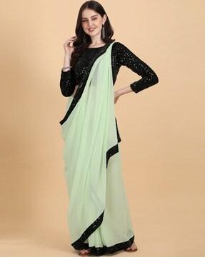 sequined saree with unstitched blouse piece