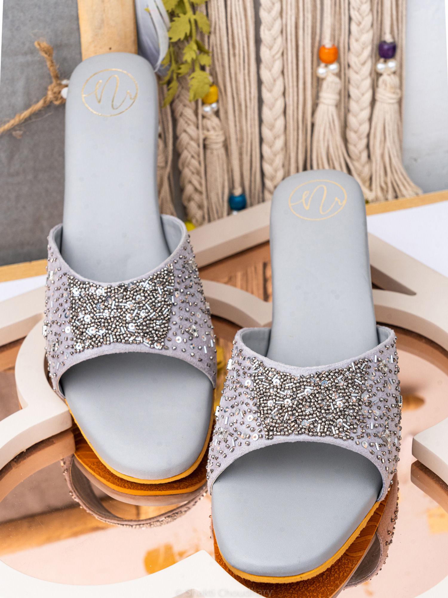 sequined silver heels