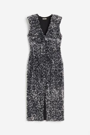 sequined slit-hem dress