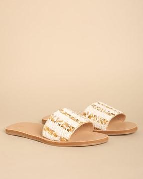 sequinned embellished flat sandals