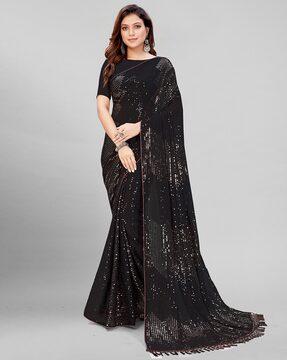 sequinned embroidered saree