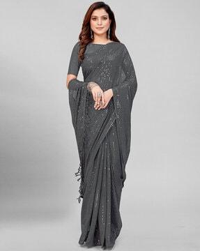 sequinned embroidered saree