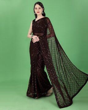 sequinned georgette saree