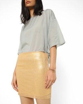 sequinned straight skirt