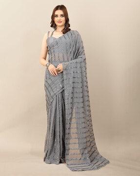 sequins embellished georgette saree