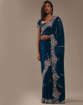 sequins embellished organza saree