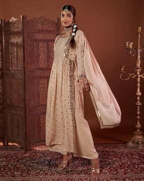 sequins embellished straight kurta suit set