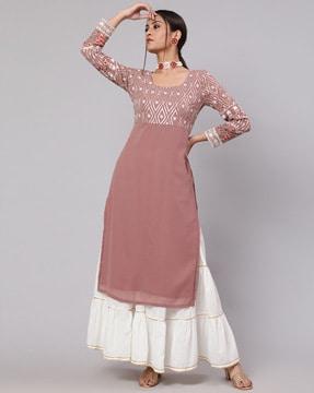 sequins embellished straight kurta