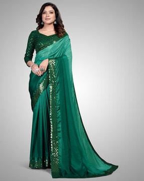 sequins embroidered saree