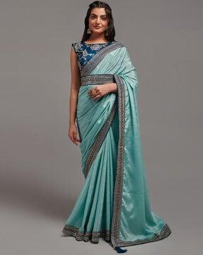 sequins saree with embroidered blouse