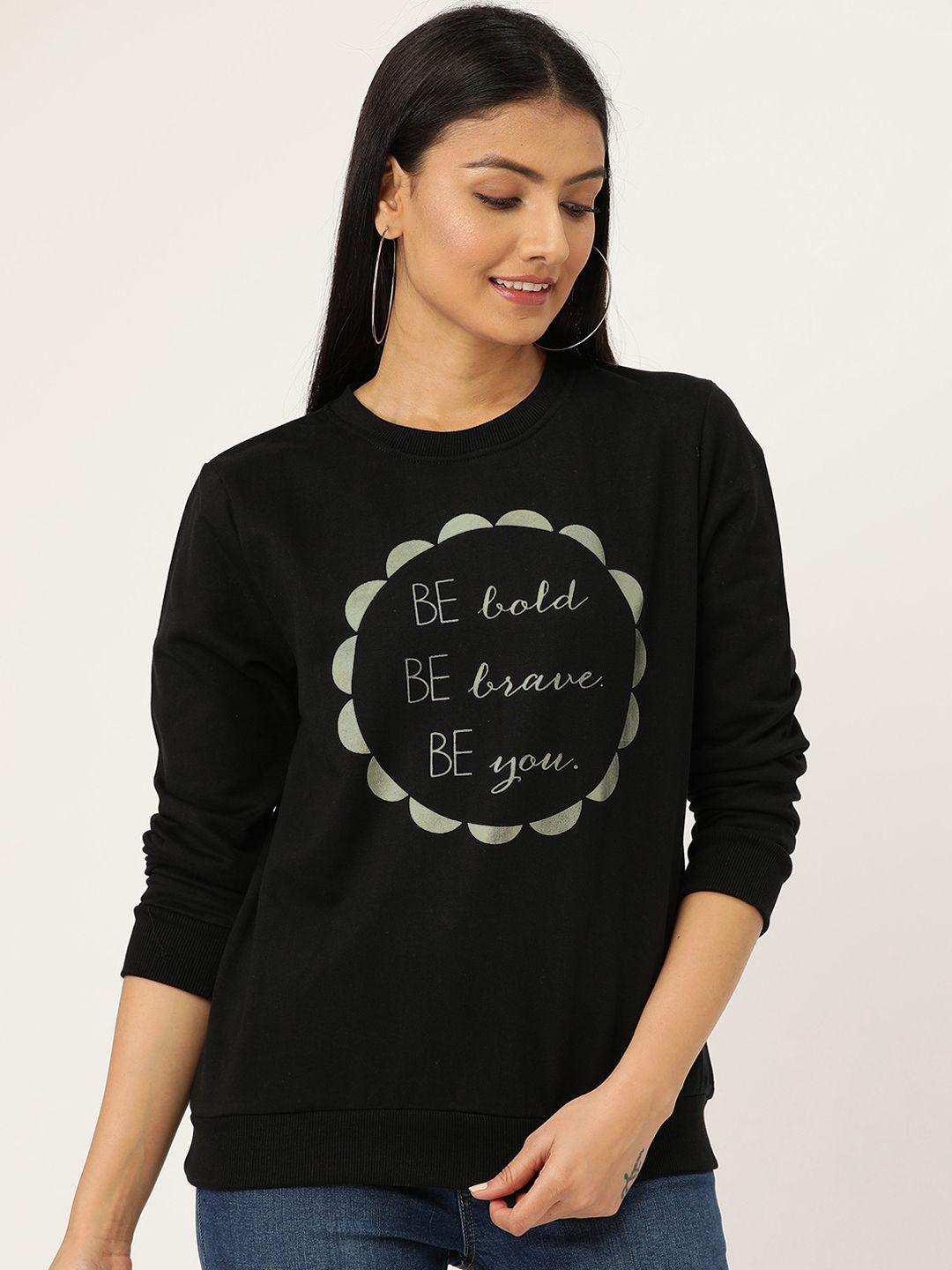 sera women black printed sweatshirt