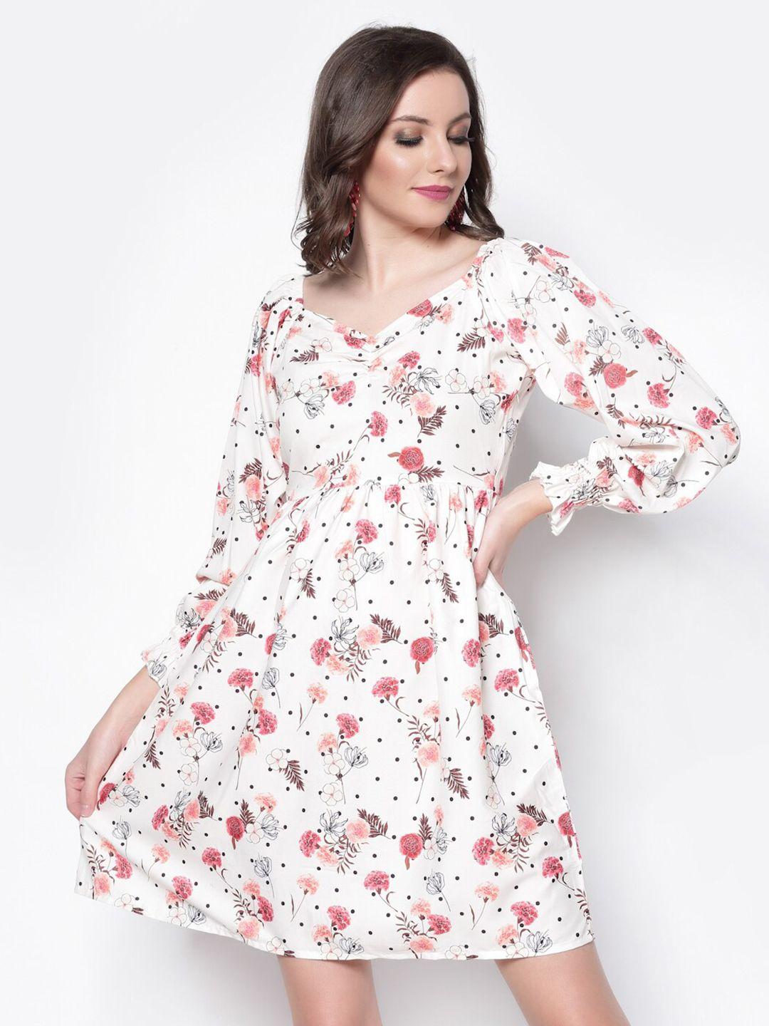 sera women's off white floral crepe dress
