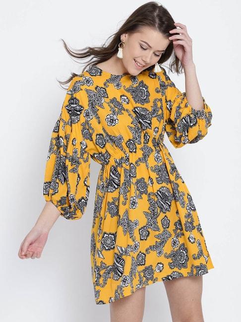 sera yellow floral print dress