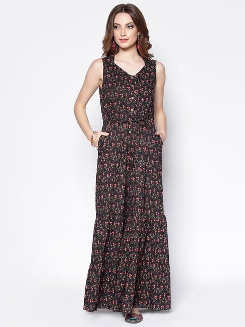 sera black cotton printed jumpsuit