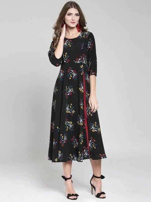 sera black floral print dress