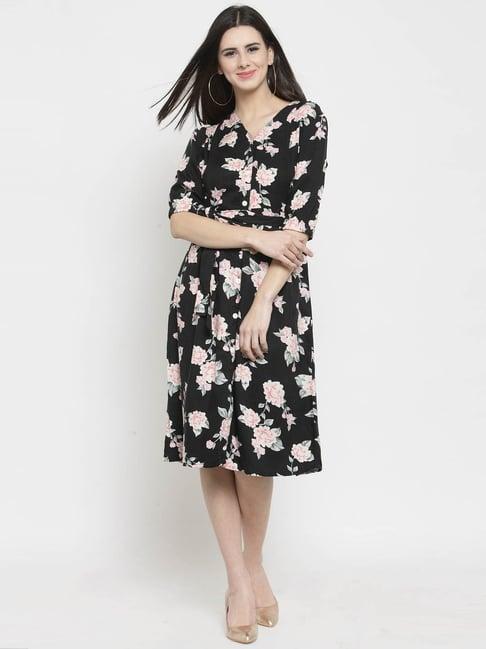 sera black floral print dress