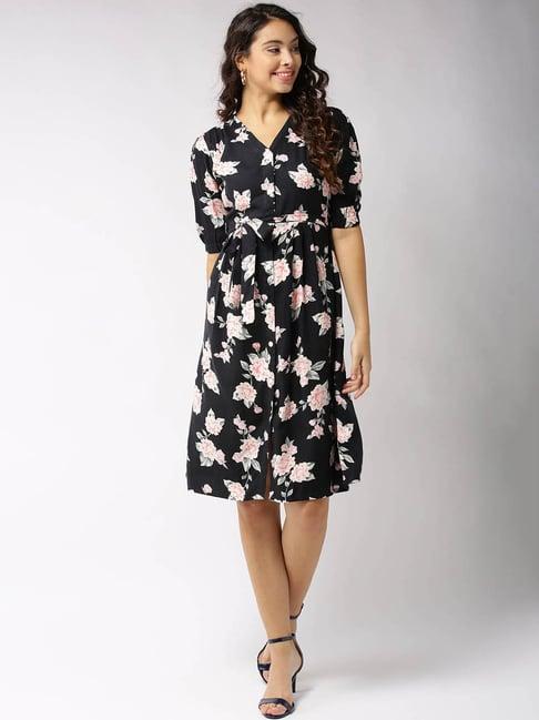 sera black floral print dress