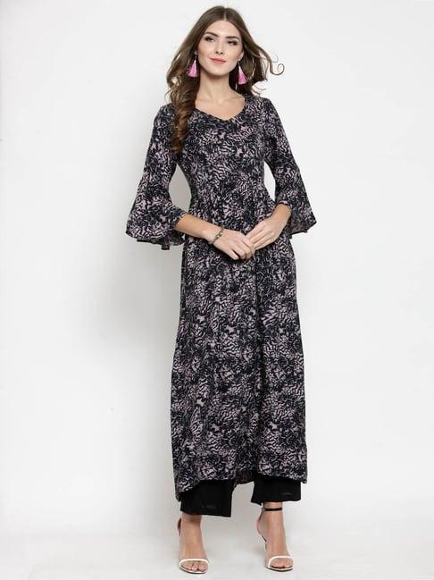 sera black printed kurta with pants