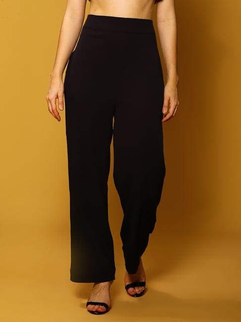 sera black regular fit high rise trousers