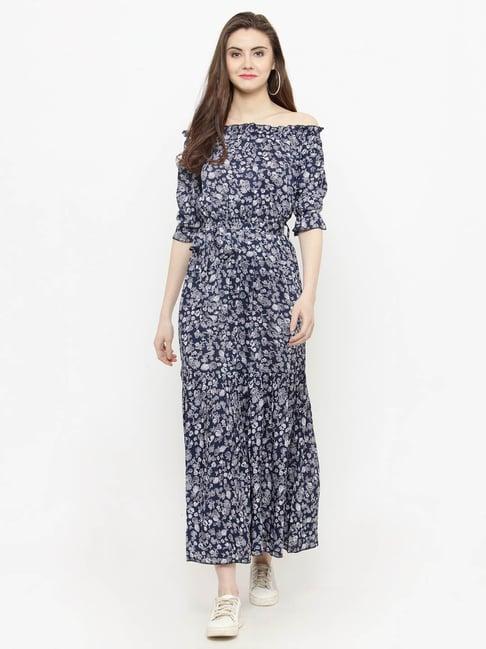 sera blue floral print dress