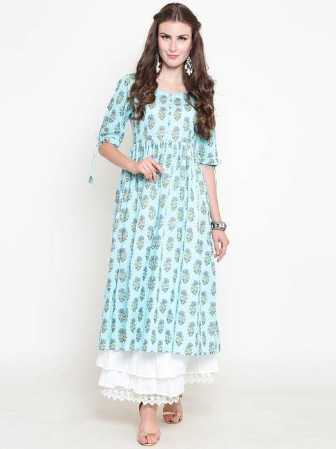 sera blue floral print kurta