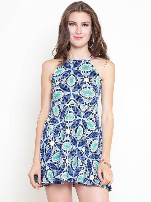 sera blue printed dress