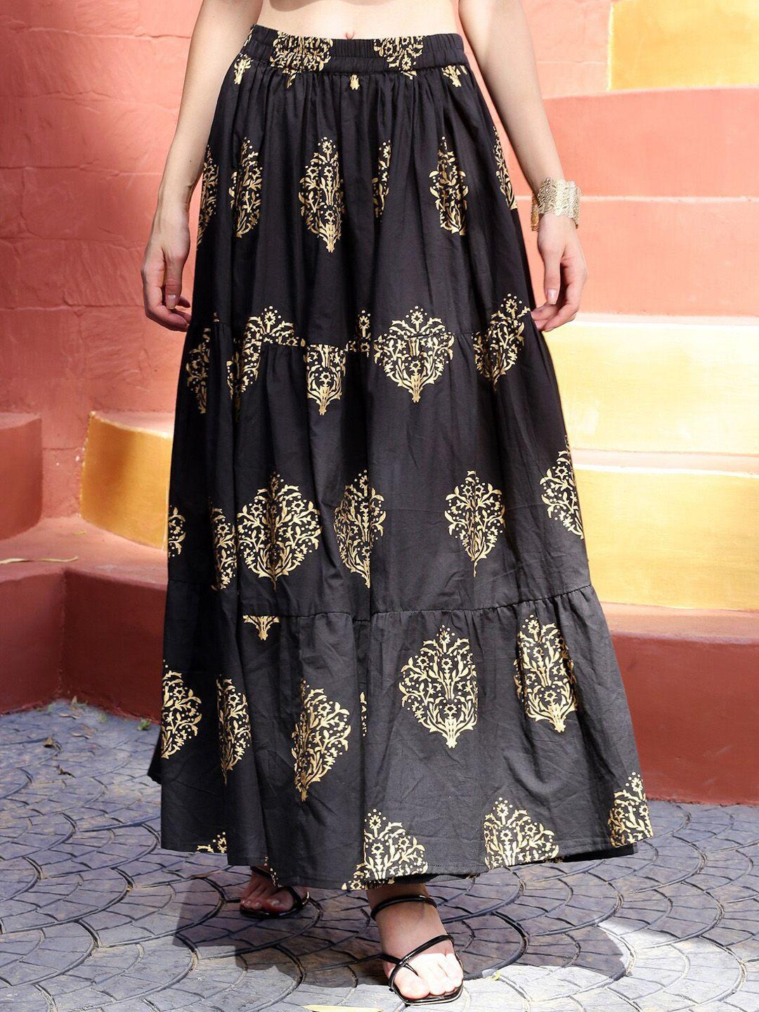 sera ethnic motifs printed a-line maxi skirt