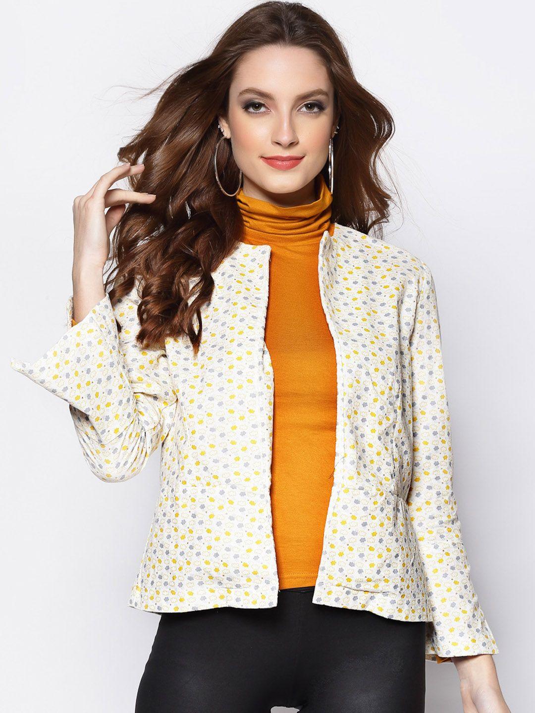 sera floral printed lightweight cotton open front jacket