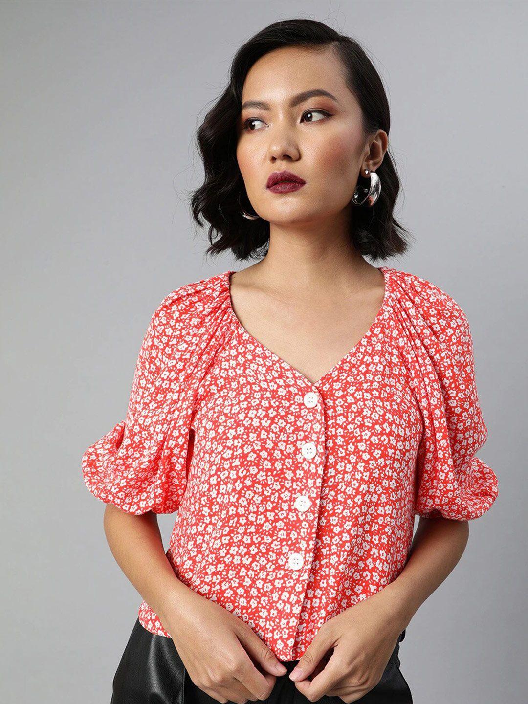 sera floral printed puff sleeves top