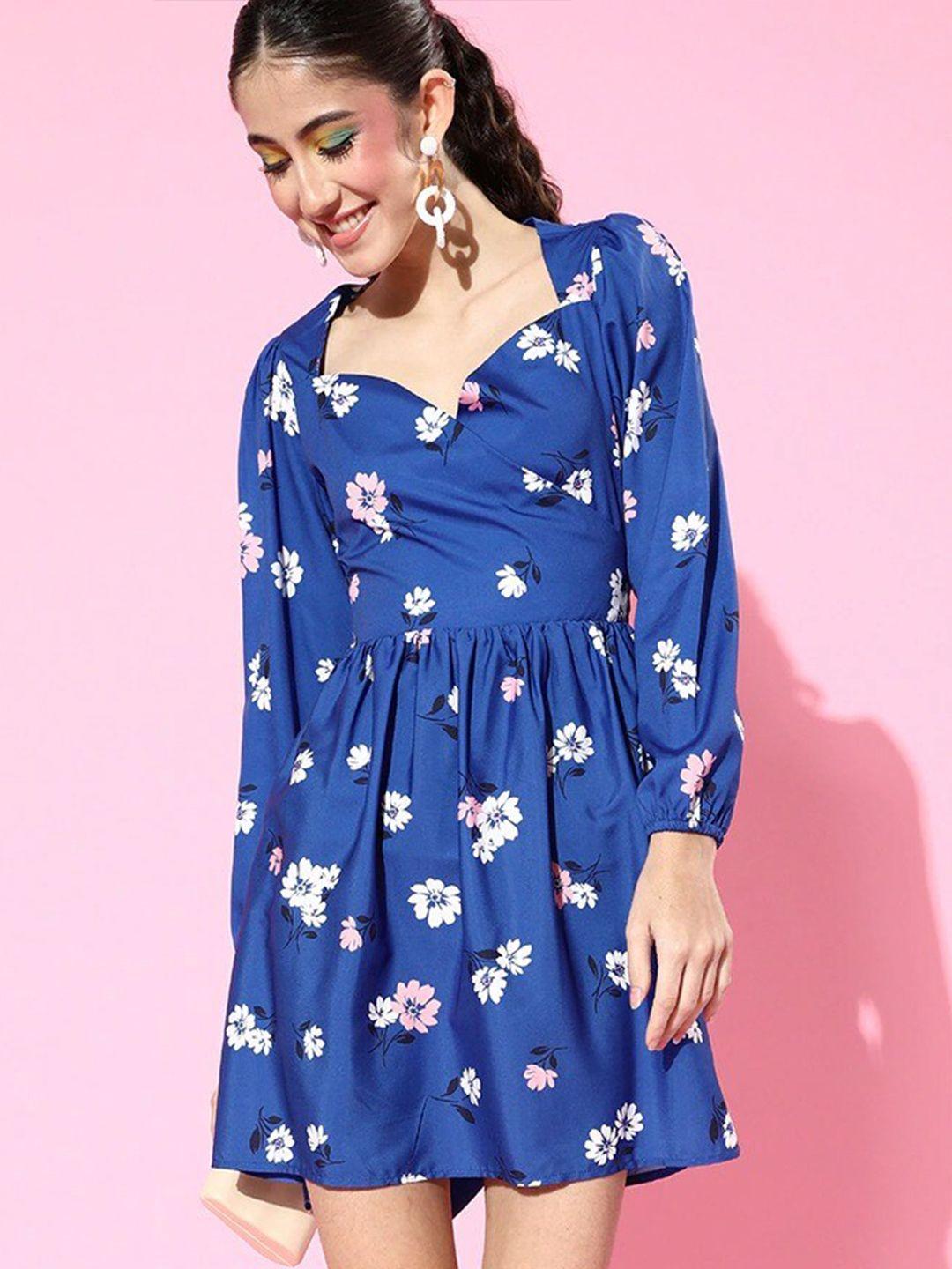 sera floral sweetheart neck crepe midi dress