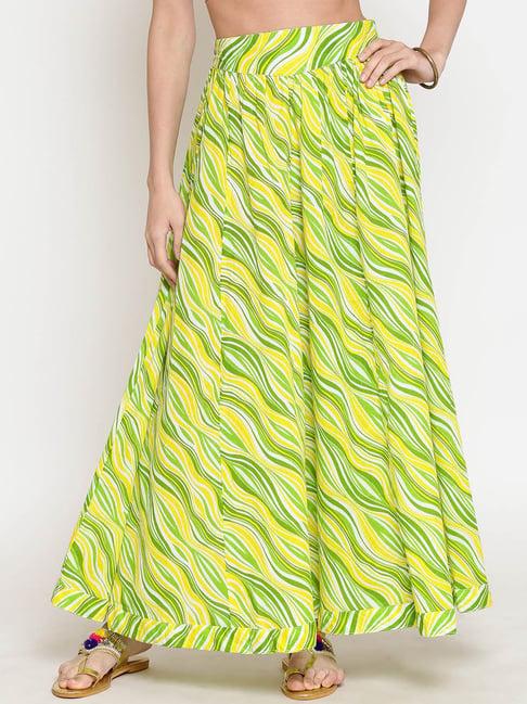 sera green & yellow printed skirt