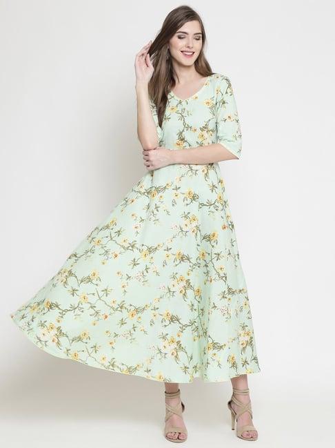 sera green printed dress