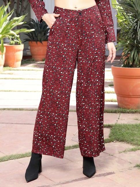 sera maroon printed trousers