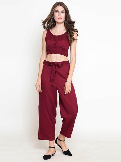 sera maroon regular fit top with pants