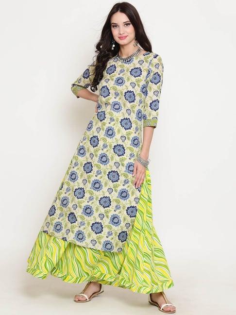 sera multicolor floral print kurta with skirt