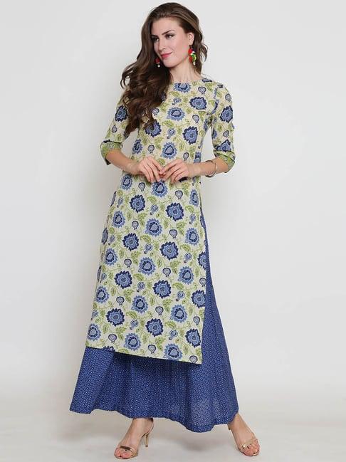 sera multicolor floral print kurta with skirt