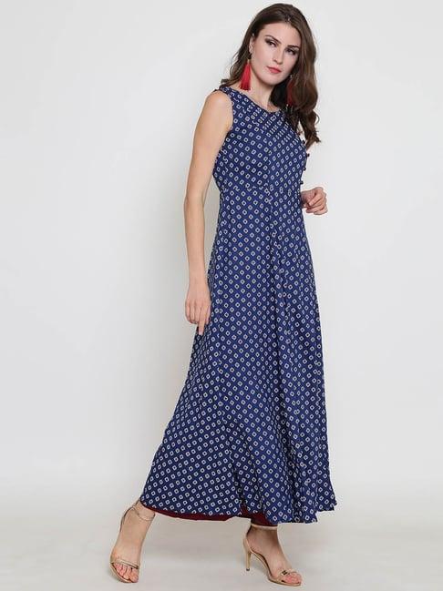 sera navy & maroon printed kurta with palazzos