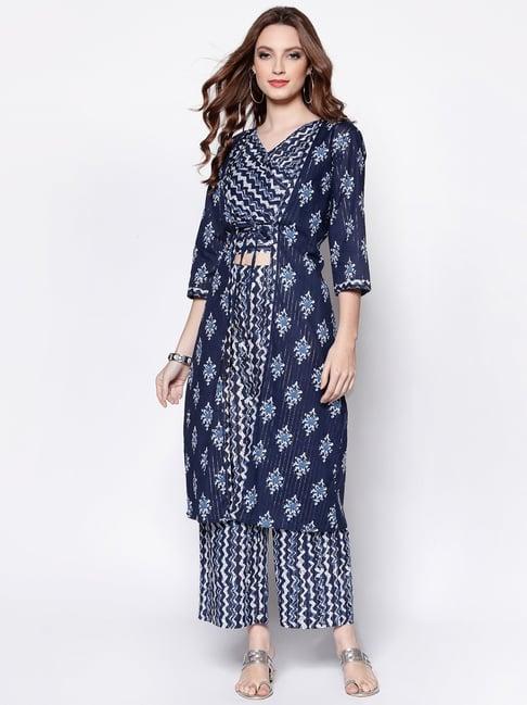 sera navy cotton printed shrug