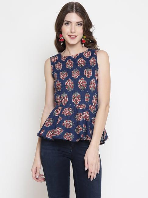 sera navy printed top