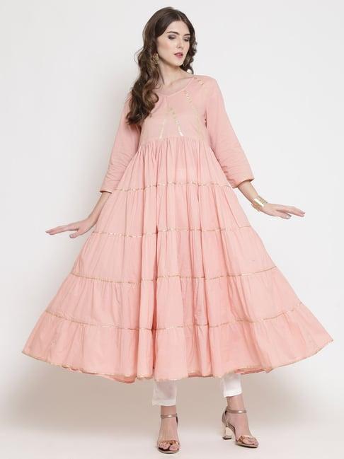 sera peach regular fit kurta